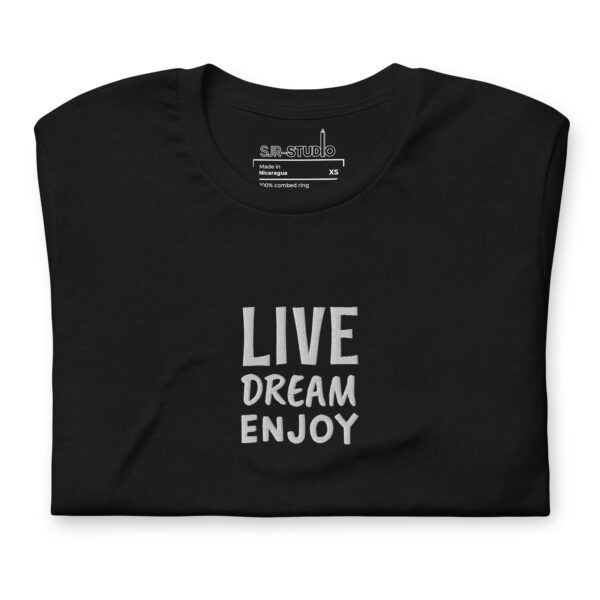 Live Dream Enjoy | Funky Embroidered T-Shirt